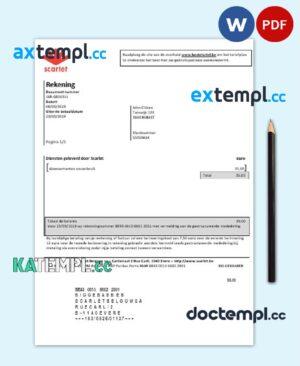 sample Belgium Scarlet utility bill template in Word and PDF format (.doc and .pdf) download