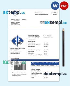 sample Bosnia and Herzegovina Elektroprivreda BiH electricity utility bill template in Word and PDF download