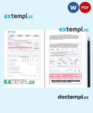 sample Brazil ENEL electricity utility bill template in Word and PDF format (2 pages) download