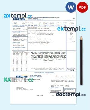 sample Canada Maritime Electric utility bill template in Word and PDF format download