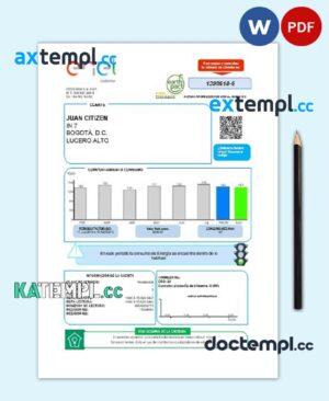 sample Colombia ENEL energy utility bill template in Word and PDF format download
