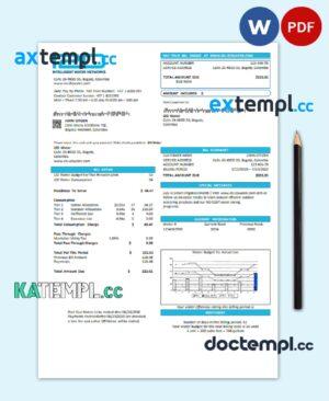 sample Colombia i2O Water utility bill template in Word and PDF format download
