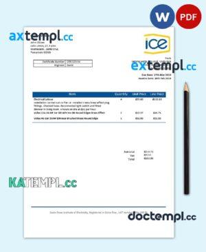sample Costa Rica Costa Rican Institute of Electricity utility bill template in Word and PDF format download