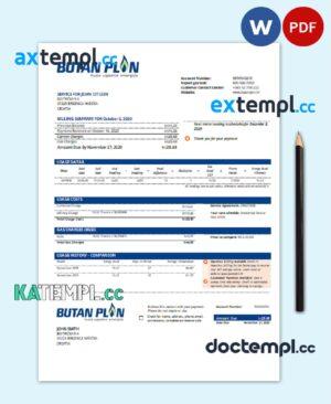 sample Croatia BUTAN PLIN d.o.o. gas utility bill template in Word and PDF format download