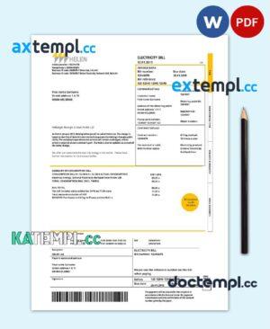 sample Finland HELEN utility bill template in Word and PDF format download