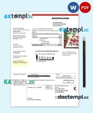 sample France Gaz de France Dolcevita utility bill template in Word and PDF format download