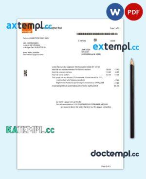 sample France Orange utility bill template in Word and PDF format download