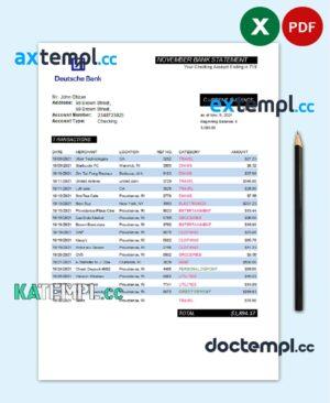 sample Germany Deutsche bank statement easy to fill template in Excel and PDF format download