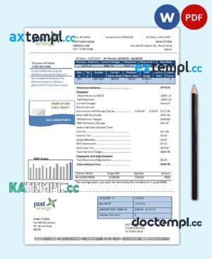 sample Germany Just Energy utility bill template in Word and PDF format (.doc and .pdf) download
