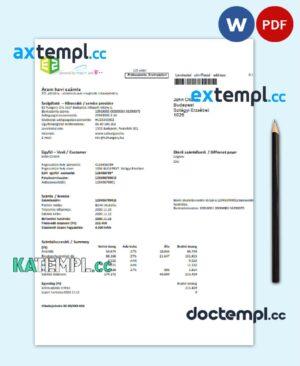 sample Hungary E2 utility bill template in Word and PDF format download