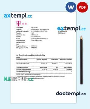 sample Hungary Magyartel utility bill template in Word and PDF format, fully editable download