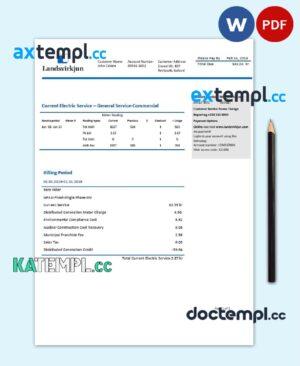 sample Iceland National Power Company of Iceland Landsvirkjun electricity utility bill template in Word and PDF download