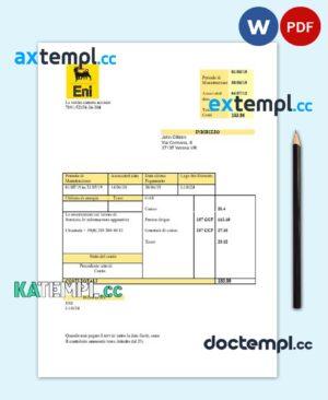 sample Italy Gas utility bill template in .doc and .pdf format, fully editable download