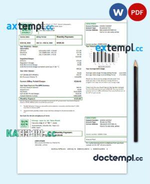 sample Japan S-Energy Japan Co. Ltd. Tokyo Branch utility bill template in Word and PDF format download