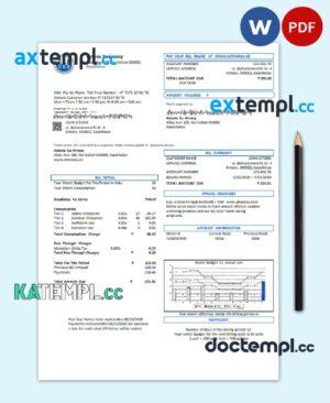sample Kazakhstan Astana Su Arnasy utility bill template in Word and PDF format (.doc and .pdf) download