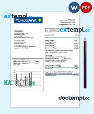 sample Kazakhstan Yokogawa Electric Kazakhstan utility bill template in Word and PDF format (.doc and .pdf) download