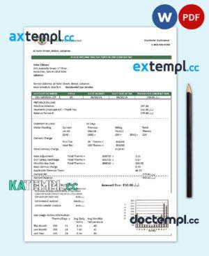 sample Lebanon Electricity of Lebanon utility bill template in Word and PDF format download