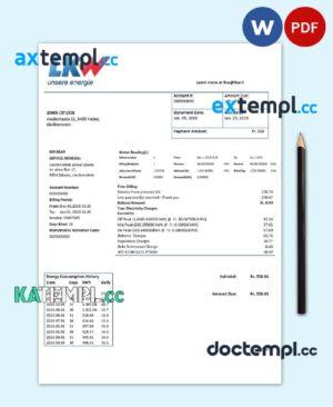 sample Liechtenstein Ische Kraftwerke (LKW) electricity utility bill template in Word and PDF format download
