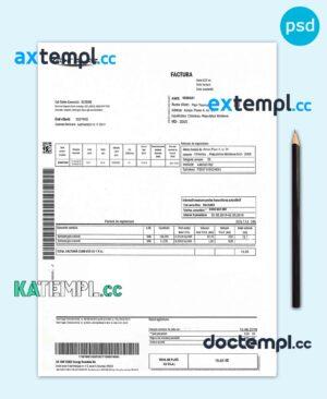 sample Moldova Gas utility bill template, fully editable in PSD format download