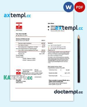 sample Monaco SMEG electricity utility bill template in Word and PDF format download