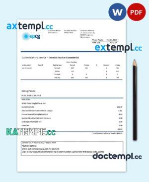 sample Montenegro Elektroprivreda Crne Gore (EPCG) electricity utility bill template in Word and PDF format download