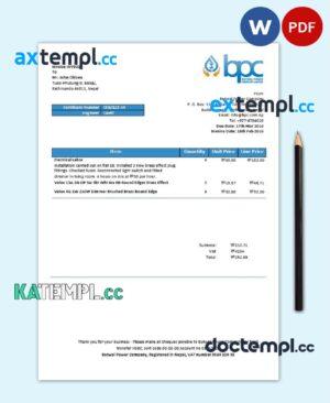 sample Nepal Butwal Power Company Limited electricity utility bill template in Word and PDF format download