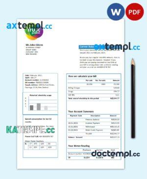 sample New Zealand Trustpower utility bill template in Word and PDF format download