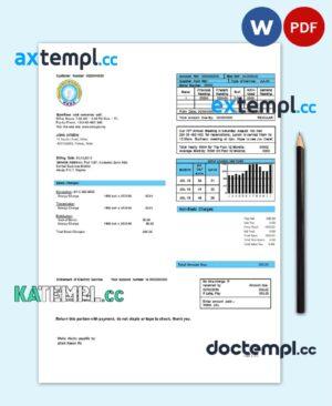 sample Nigeria Nigerian Electricity Regulatory Commission electricity utility bill template in Word and PDF format download