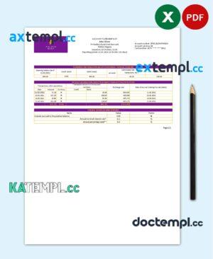 sample Nigeria Polaris Bank statement easy to fill template in Excel and PDF format download