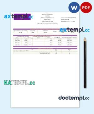 sample Nigeria Polaris Bank statement template in Word and PDF format download