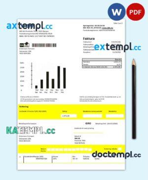 sample Norway BKK electricity utility bill template in Word and PDF format, good for address prove download