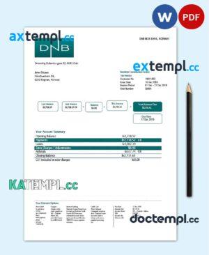 sample Norway DNB bank proof of address statement template in Word and PDF format download
