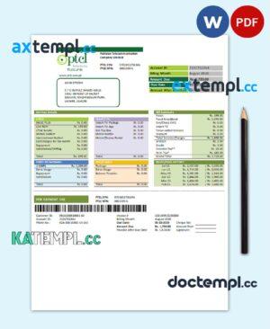 sample Pakistan PTCL utility bill template in Word and PDF format download