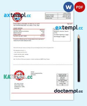 sample Pakistan Quetta Electric Supply Company electricity utility bill template in Word and PDF format download