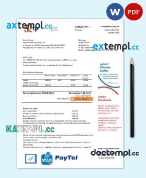 sample Poland TP utility bill template in Word and PDF format download
