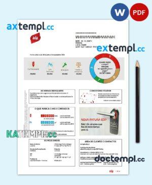 sample Portugal EDP utility bill template in Word and PDF format, good for address prove download