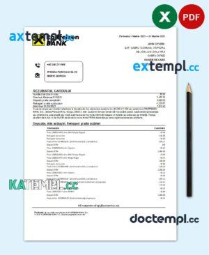 sample Romania Raiffeisen bank statement template in Excel and PDF format (in Romanian language) download