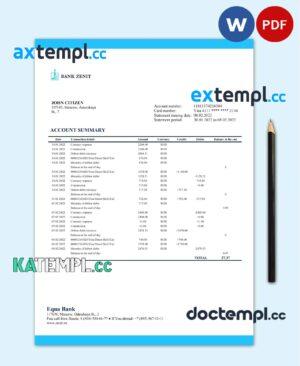 sample Russia Zenit Bank bank proof of address statement template in Word and PDF format download