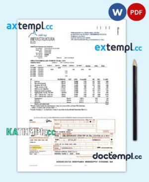 sample Slovenia Infrastruktura Bled utility bill template in Word and PDF format (.doc and .pdf) download