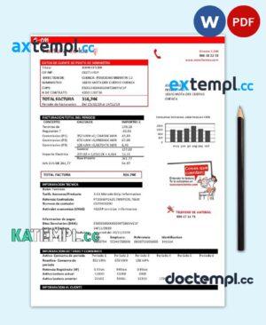 sample Spain E.ON electricity utility bill template in Word and PDF format download