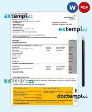 sample Spain gasNatural fenosa utility bill template in Word and PDF format download