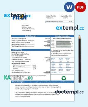 sample Sweden Fitol gas utility bill template in Word and PDF format download