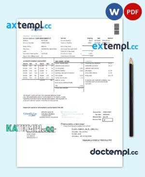 sample USA Columbia Gas of Ohio utility bill template in Word and PDF format download