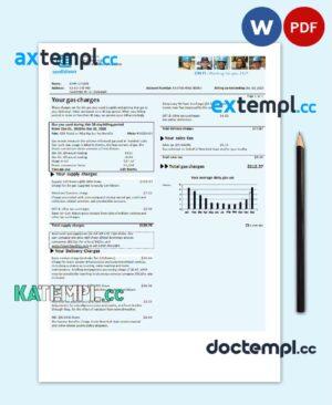 sample USA Con Edison gas utility bill template in Word and PDF format download
