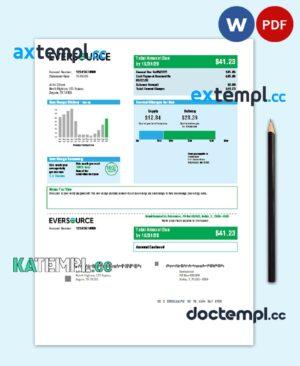 sample USA Eversource gas utility bill template in Word and PDF format, good for address prove download