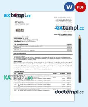 sample USA First Century bank proof of address statement template in Word and PDF format (.doc and .pdf) download