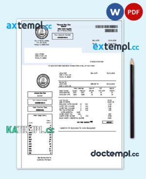 sample USA Florida water utility bill template in Word and PDF format download