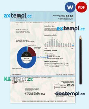 sample USA Indiana electricity utility bill template in Word and PDF format (.doc and .pdf) download