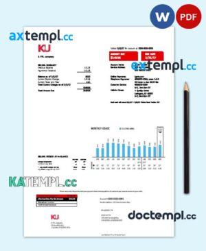 sample USA Kentucky electricity utility bill template in Word format download