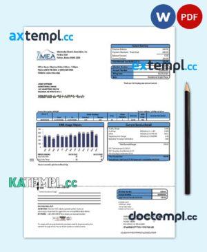 sample USA MEA Alaska electricity utility bill template in Word and PDF format download